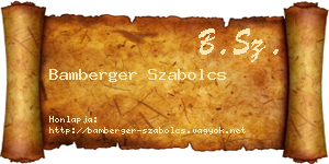 Bamberger Szabolcs névjegykártya